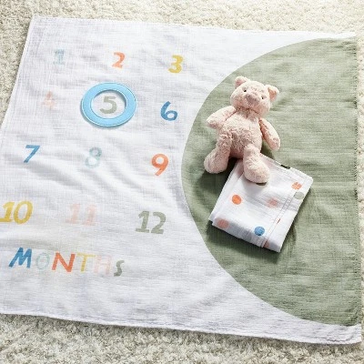 Milestone Swaddle Baby Blanket With Felt Frame - Multi Dot - Cloud Island™ 1 Milestone Swaddle Baby Blanket With Felt Frame - Multi Dot - Cloud Island™