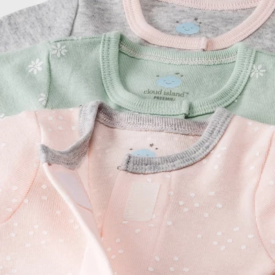 Baby Girls' 3pk Basic Romper - Cloud Island™ Green Preemie 2 Baby Girls' 3pk Basic Romper - Cloud Island™ Green Preemie - Image 2
