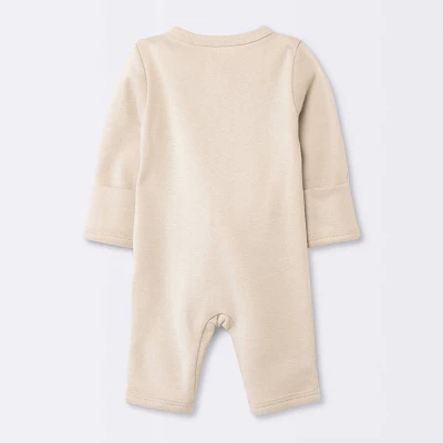 Baby 3pk Cotton Romper - Cloud Island™ Khaki Preemie: Long Sleeve, Front Hook And Loop Fastener, Solid & Stripe Patterns 1 Baby 3pk Cotton Romper - Cloud Island™ Khaki Preemie: Long Sleeve, Front Hook And Loop Fastener, Solid & Stripe Patterns