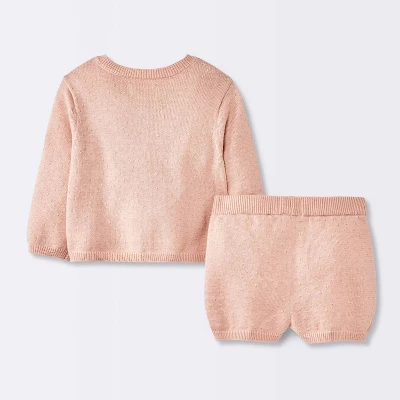Baby Girls' 2pc Pointelle Sweater Set - Cloud Island™ Pink 1 Baby Girls' 2pc Pointelle Sweater Set - Cloud Island™ Pink