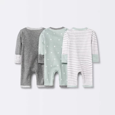 Baby 3pk Basic Romper - Cloud Island™ Gray Preemie 1 Baby 3pk Basic Romper - Cloud Island™ Gray Preemie