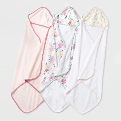 Baby Girls' 3pk Floral Meadow Hooded Towel - Cloud Island™ 3 Baby Girls' 3pk Floral Meadow Hooded Towel - Cloud Island™ - Image 3