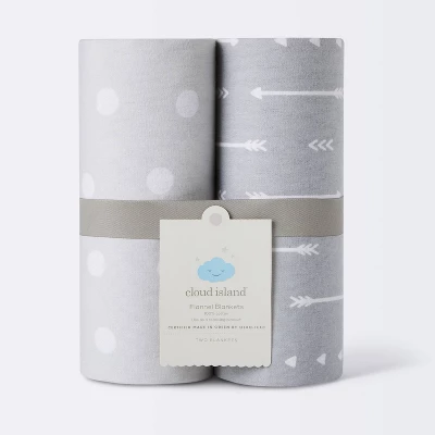 Flannel Swaddle Baby Blankets - Gray Arrows And Dots - 2pk - Cloud Island™ 3 Flannel Swaddle Baby Blankets - Gray Arrows And Dots - 2pk - Cloud Island™ - Image 3