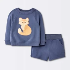 Baby Boys' 2pc Fox Applique Sweatshirt & Shorts Set - Cloud Island™ Navy Blue -Cloud Island Store GUEST 9cdde992 3628 4450 800b 796e5b61a0da