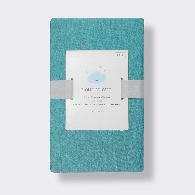 Polyester Rayon Fitted Crib Sheet - Teal - Cloud Island™ 3 Polyester Rayon Fitted Crib Sheet - Teal - Cloud Island™ - Image 3