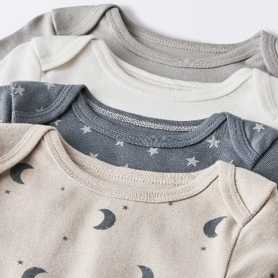 Baby 4pk Short Sleeve Moons Bodysuit - Cloud Island™ Gray 2 Baby 4pk Short Sleeve Moons Bodysuit - Cloud Island™ Gray - Image 2